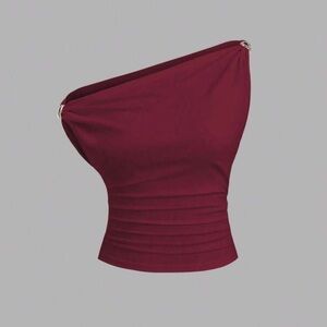 Burgundy One-Shoulder Top
